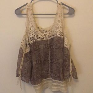 purple open shoulder bohemian top